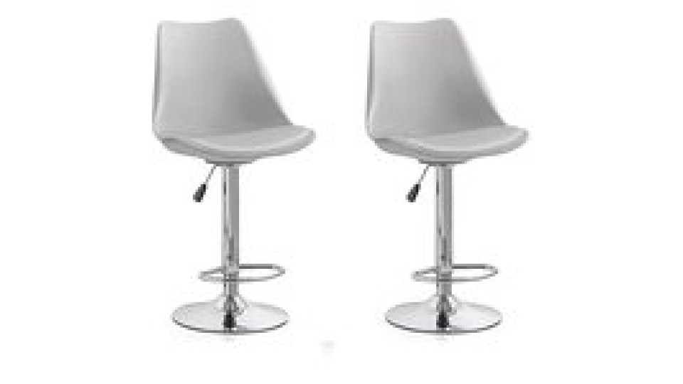 Set 2 sgabelli con struttura e poggiapiedi cromati