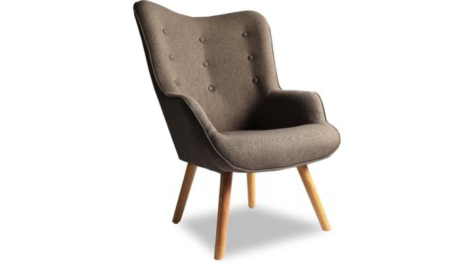 Poltrona con braccioli e gambe in legno