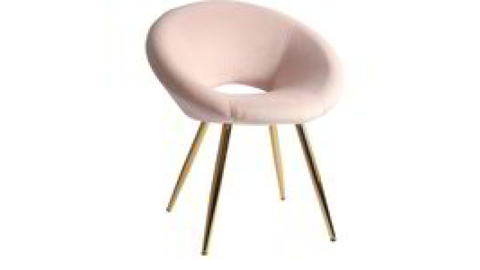 Poltrona effetto velluto con gambe dorate