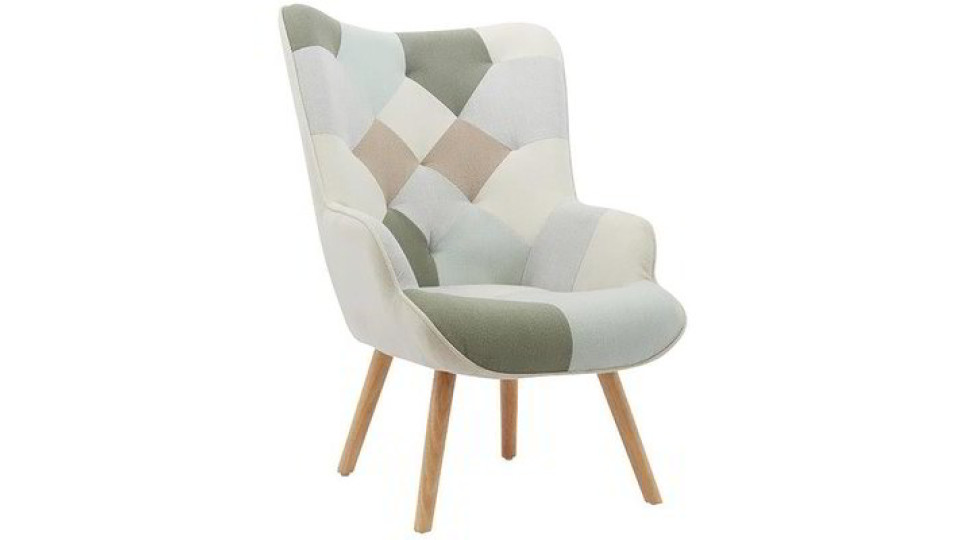 Poltrona effetto patchwork con braccioli