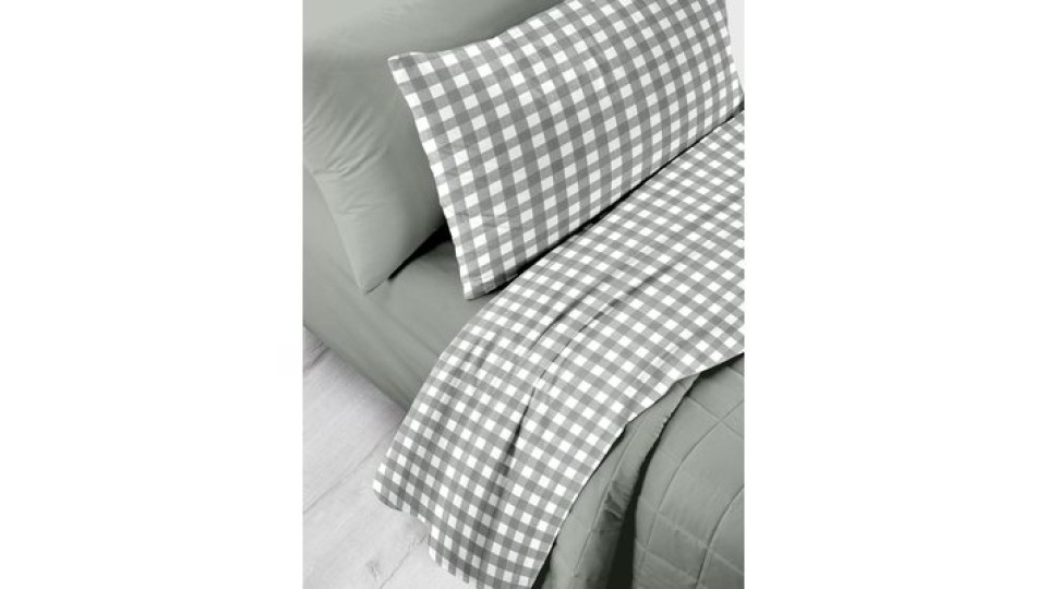 Completo letto matrimoniale "Vichy" - Grigio