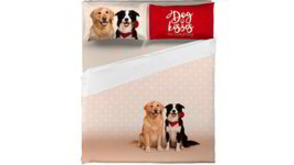 Completo letto matrimoniale con federe double face Cani