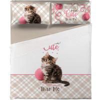Completo letto matrimoniale con federe double face Gattino