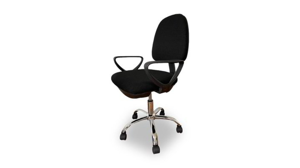 Sedia da scrivania in tessuto con base cromata