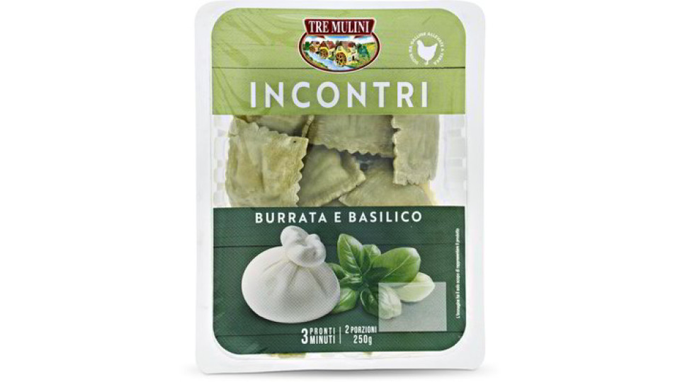 Ravioli incontri burrata e basilico