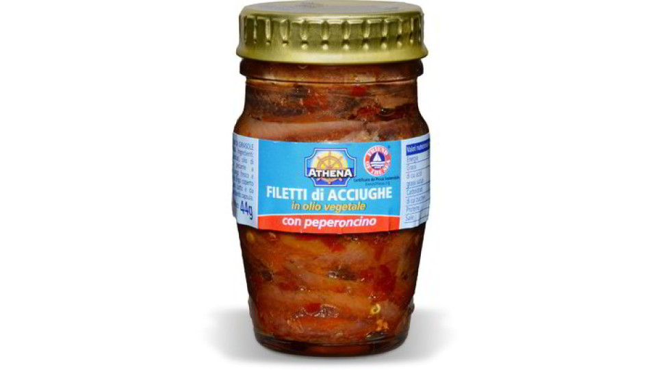 Filetti di acciughe in olio vegetale con peperoncino