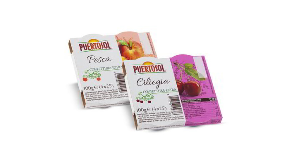 Confettura extra di ciliegia / pesca 4 monoporzioni