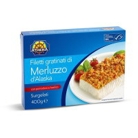 Filetti gratinati di merluzzo d'Alaska con pomodoro e basilico surgelati