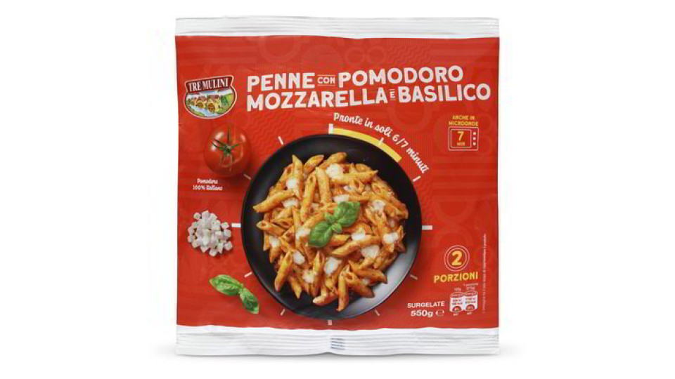 Pasta penne pomodoro mozzarella e basilico surgelate