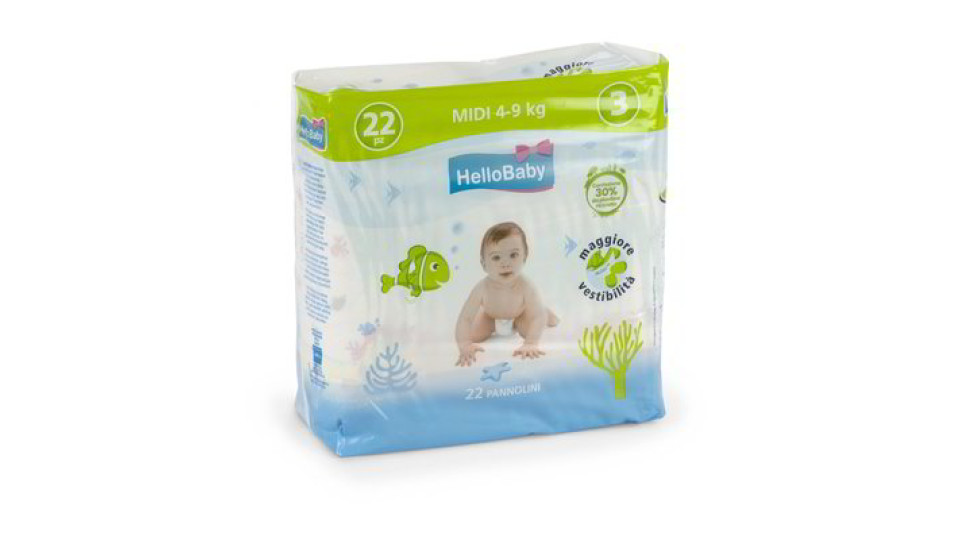 Pannolini midi per bambini 22 pezzi