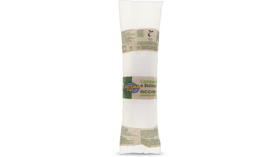 Bicchieri di plastica compostabile 50 pezzi 200 cc
