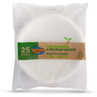Piatti piani in fibra vegetale 25 pezzi