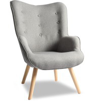 Poltrona con braccioli e gambe in legno