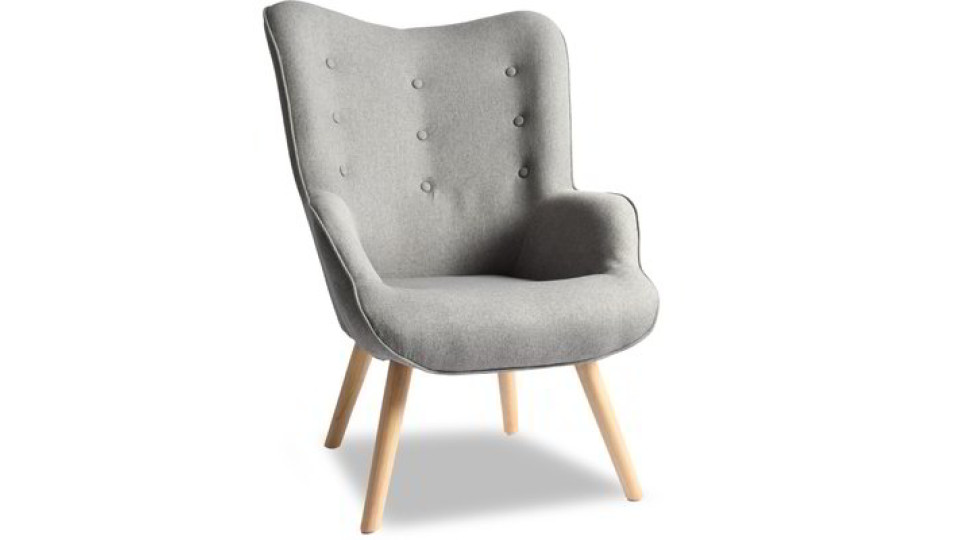 Poltrona con braccioli e gambe in legno