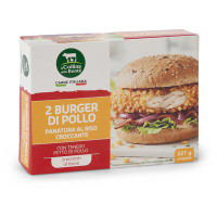 Burger di pollo con panatura al riso croccante