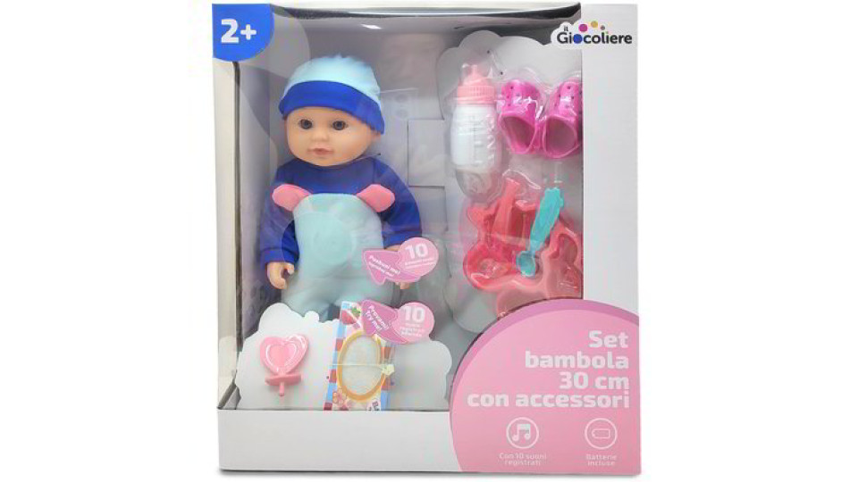 Set bambola 30 cm con accessori - Blu