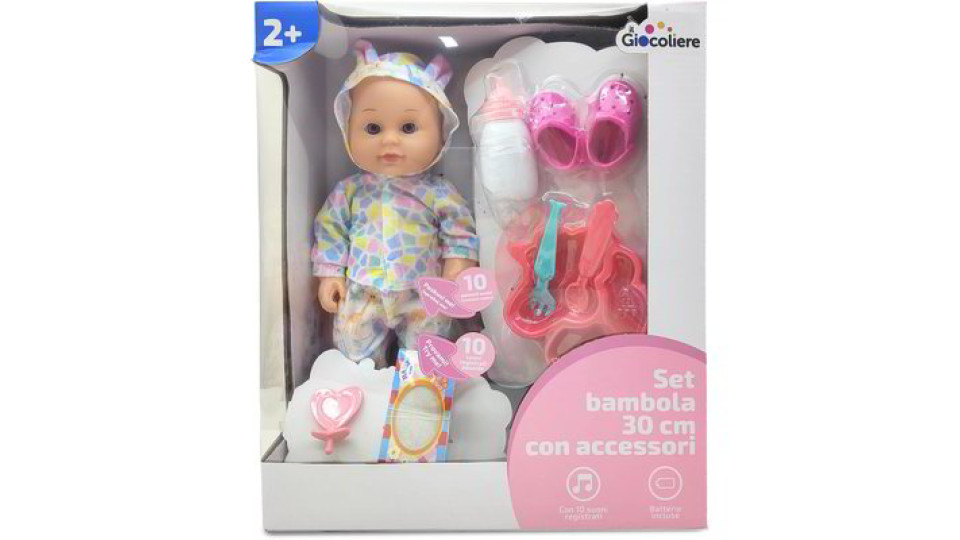 Set bambola 30 cm con accessori - Multicolor