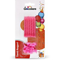 Candeline rosa per torta 12 pezzi