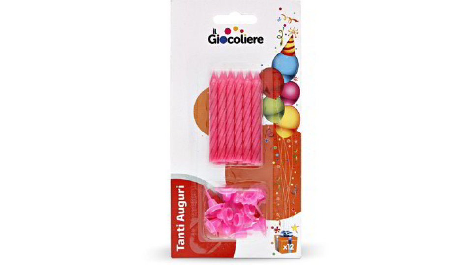 Candeline rosa per torta 12 pezzi