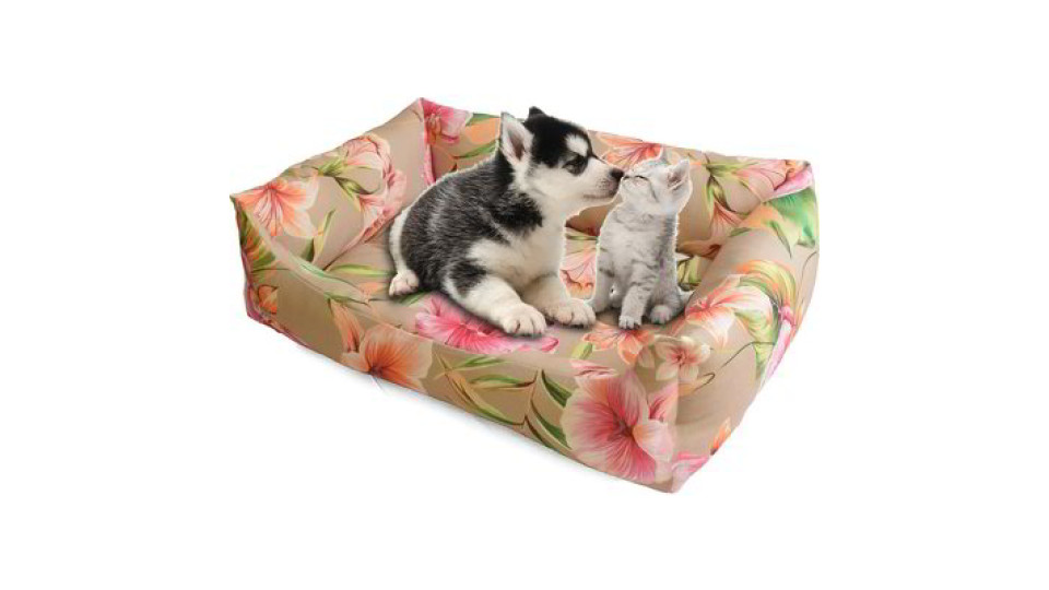 Cuccia rettangolare grande per animali domestici - Fiori