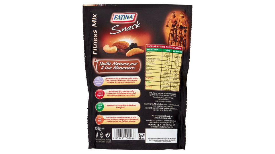 Fitness Mix Snack con Mandorle, Ananas, Anacardi, Papaia, Mirtilli
