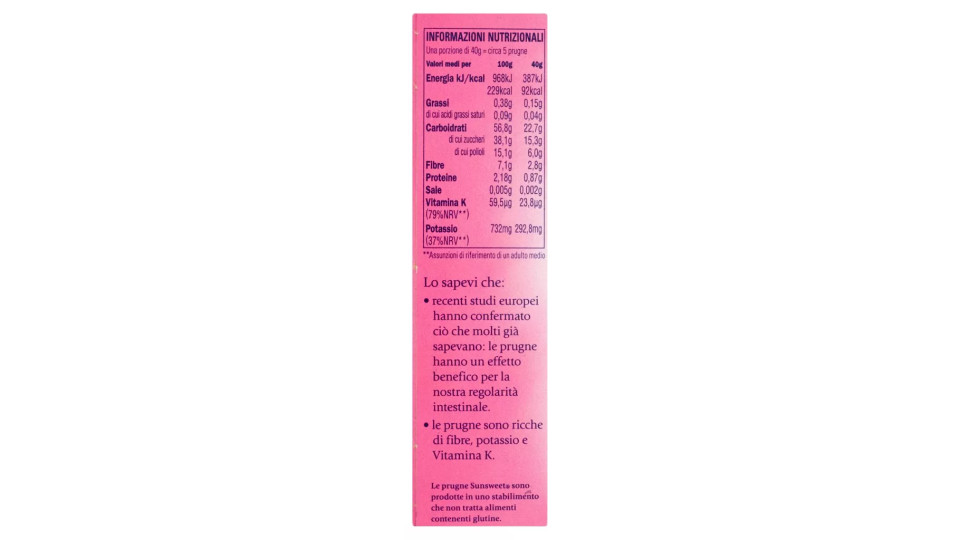 Sunsweet, prugne California premium denocciolate in tubo