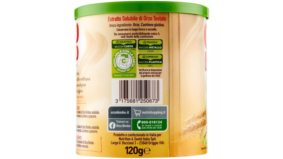 Orzo Bimbo, Orzo 100% italiano solubile