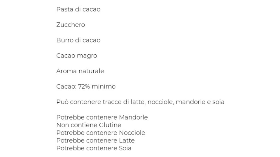 Novi, Fondentenero cioccolato fondente extra 72% senza glutine