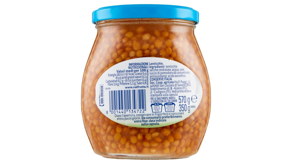 Valfrutta, Bio lenticchie