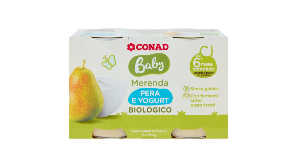 Baby Merenda Pera e Yogurt Biologico Omogeneizzato 2 x 125 g