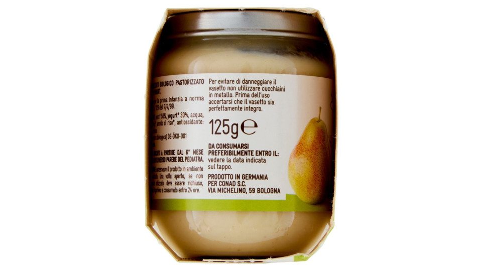 Baby Merenda Pera e Yogurt Biologico Omogeneizzato 2 x 125 g