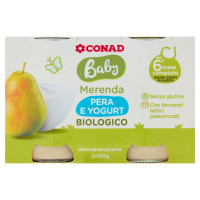Baby Merenda Pera e Yogurt Biologico Omogeneizzato 2 x 125 g