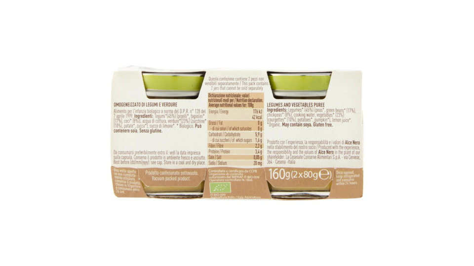 Omogeneizzato di Legumi e Verdure 2 x 80 g