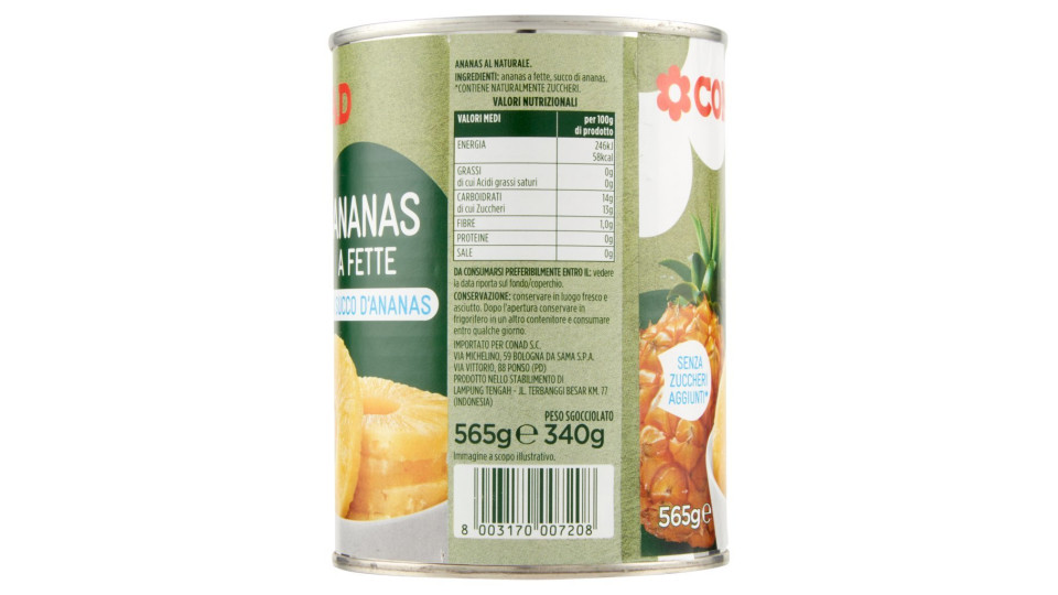 Esselunga, ananas a fette in puro succo di ananas