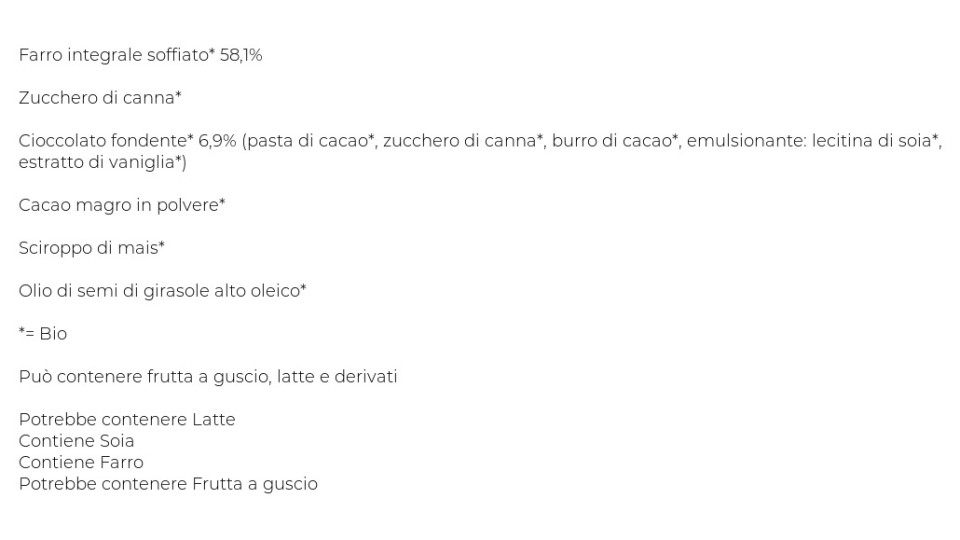 Poggio del Farro, farro soffiato bio al cioccolato