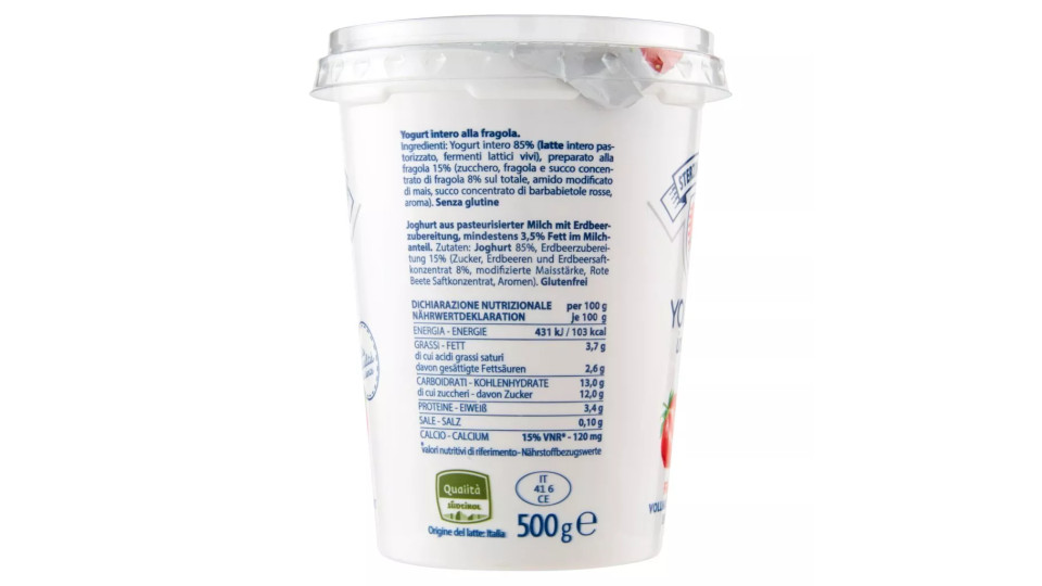 Latteria Soc.Vipiten, Sterzing Vipiteno Yogurt Intero Fragola