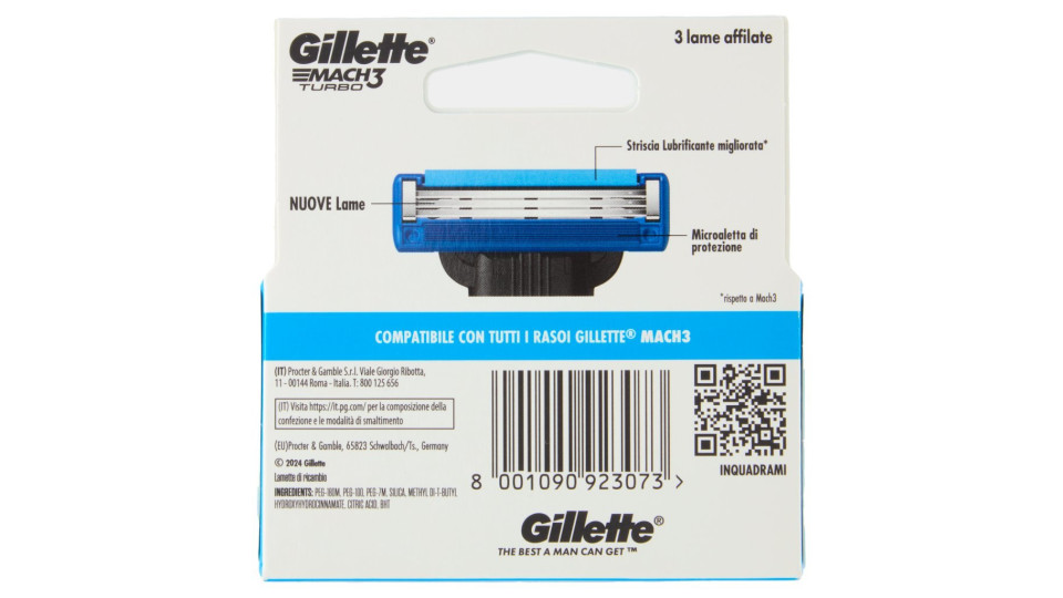 Gillette Mach3 Turbo Rasoio da Uomo