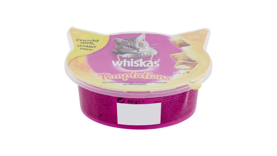 Whiskas, gatto Temptations snack con pollo e formaggio