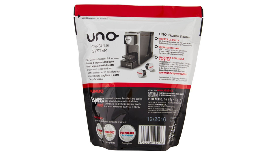 Kimbo Uno capsule system Espresso decaffeinato