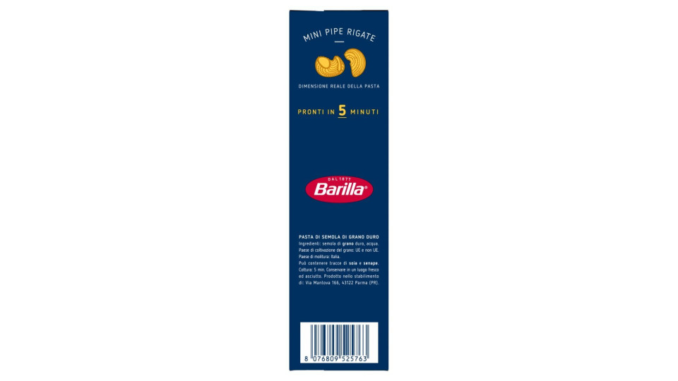 Barilla Piccolini Mini Pipe Rigate