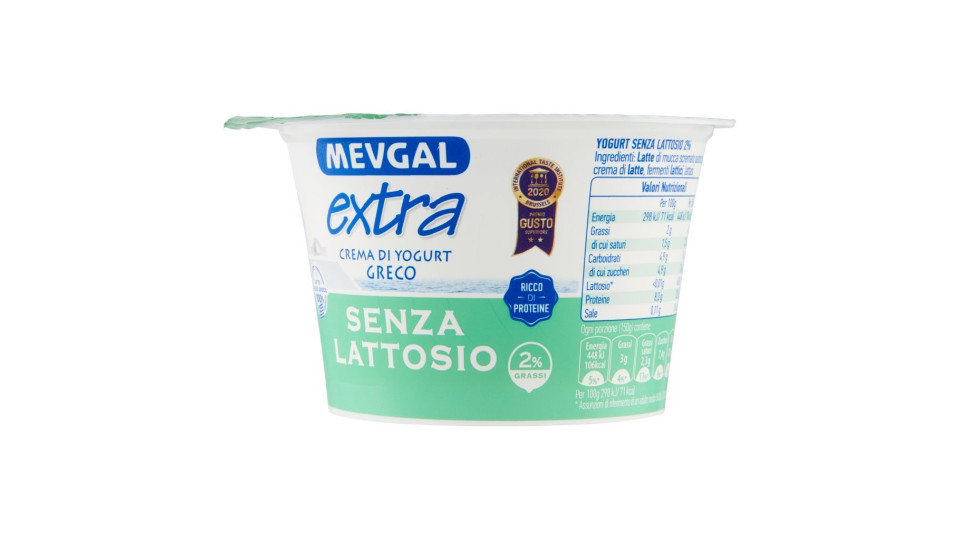 Mevgal Crema di Yogurt Greco Senza Lattosio* 0.9% grassi alla fragola