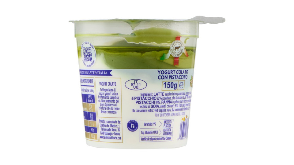 Caseificio Val d'Aveto lo Yogurt Colato con Pistacchio