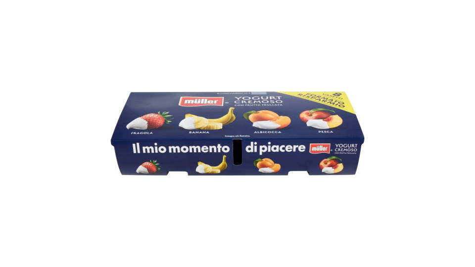 müller Yogurt Cremoso con Frutta Frullata Fragola, Ciliegia, Frutti di Bosco, Lampone