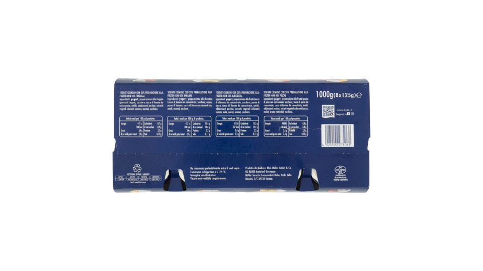 müller Yogurt Cremoso con Frutta Frullata Fragola, Ciliegia, Frutti di Bosco, Lampone