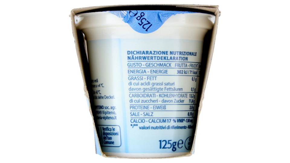 Sterzing Vipiteno 0,1% Grassi Yogurt Magro Bianco