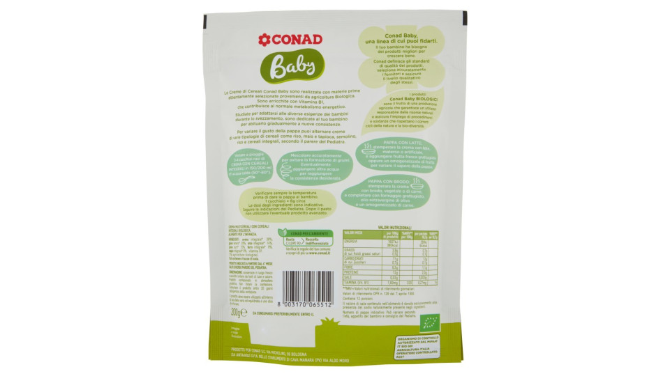Baby Crema Di Cereali Integrali Biologica
