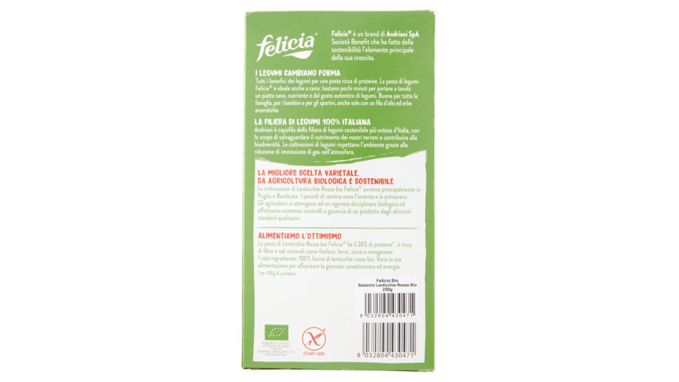 Sedanini con Lenticchie Rosse Bio