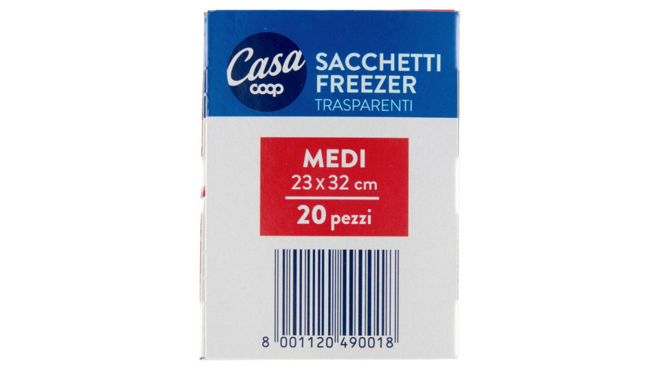 Sacchetti Freezer Trasparenti Medi 23 x 32 Cm 20 Pz