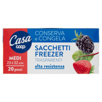 Sacchetti Freezer Trasparenti Medi 23 x 32 Cm 20 Pz