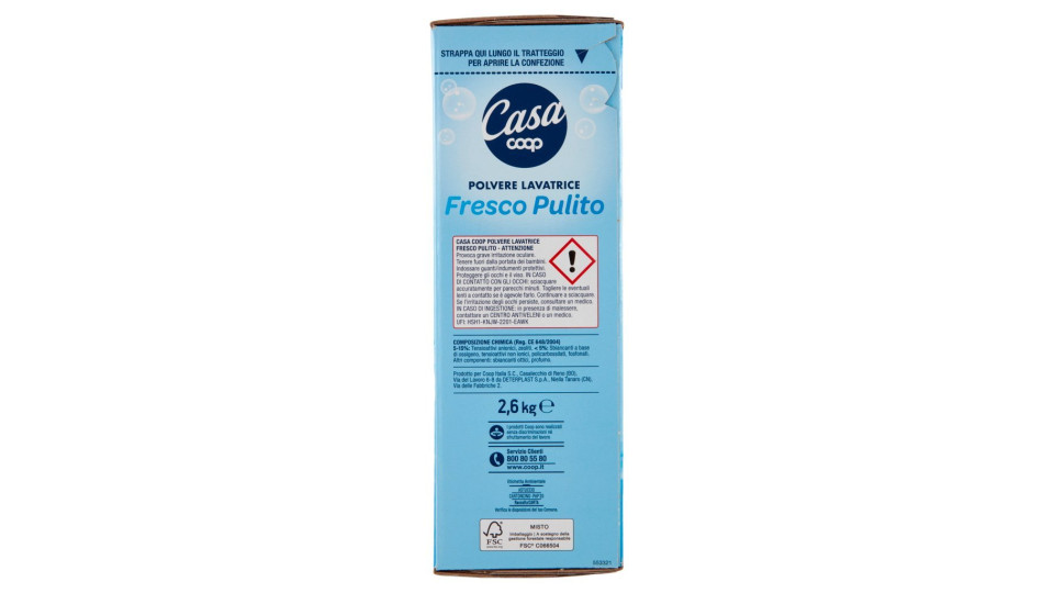 Polvere Lavatrice Fresco Pulito per Bianchi e Colorati 2,6 Kg